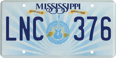 MS license plate LNC376