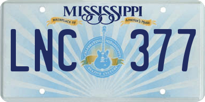 MS license plate LNC377