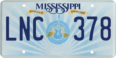 MS license plate LNC378