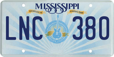 MS license plate LNC380