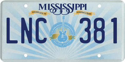 MS license plate LNC381