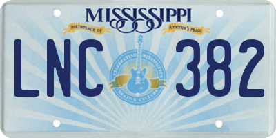 MS license plate LNC382