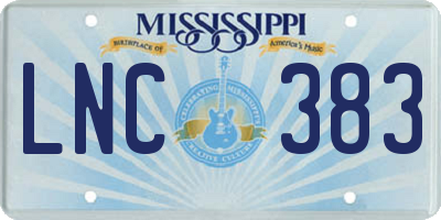 MS license plate LNC383