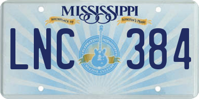 MS license plate LNC384