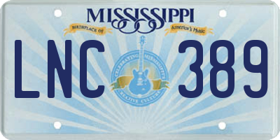 MS license plate LNC389