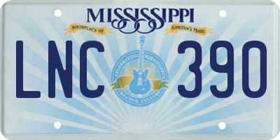 MS license plate LNC390