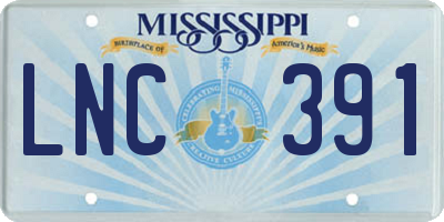 MS license plate LNC391