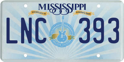 MS license plate LNC393