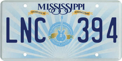 MS license plate LNC394