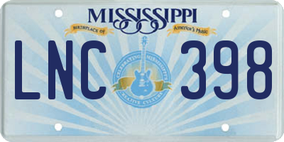 MS license plate LNC398