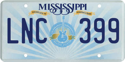 MS license plate LNC399