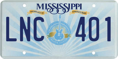 MS license plate LNC401