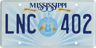 MS license plate LNC402
