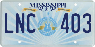MS license plate LNC403
