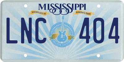 MS license plate LNC404
