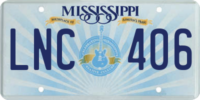 MS license plate LNC406