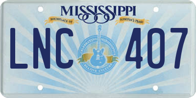 MS license plate LNC407
