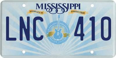 MS license plate LNC410