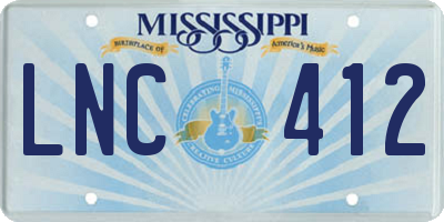 MS license plate LNC412