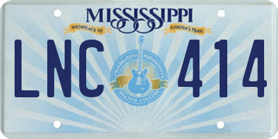 MS license plate LNC414
