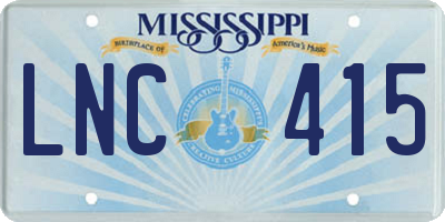 MS license plate LNC415