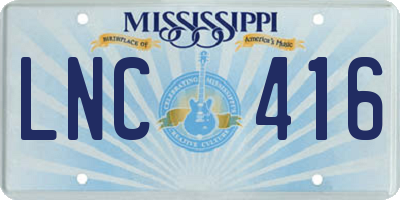 MS license plate LNC416