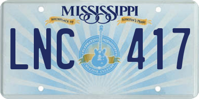 MS license plate LNC417