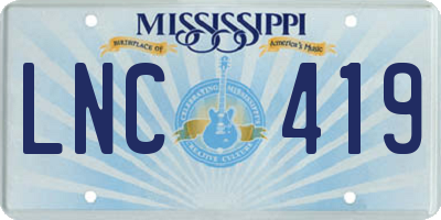 MS license plate LNC419