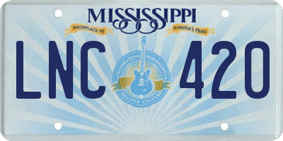 MS license plate LNC420