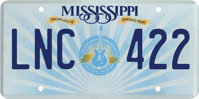 MS license plate LNC422
