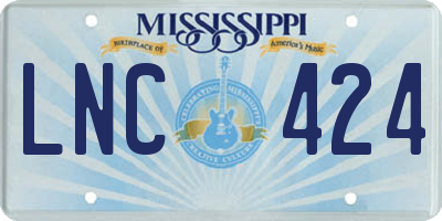 MS license plate LNC424