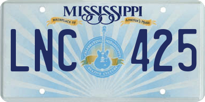 MS license plate LNC425
