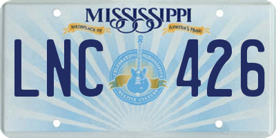 MS license plate LNC426