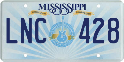 MS license plate LNC428