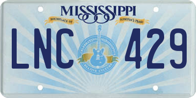 MS license plate LNC429