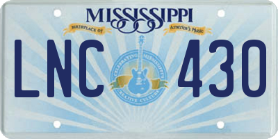 MS license plate LNC430