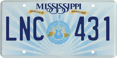 MS license plate LNC431
