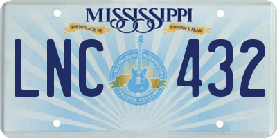 MS license plate LNC432
