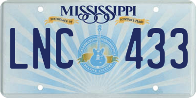 MS license plate LNC433