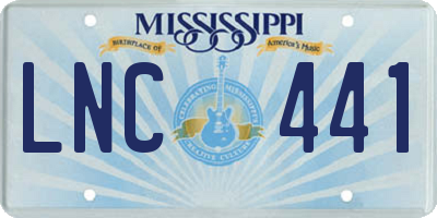 MS license plate LNC441