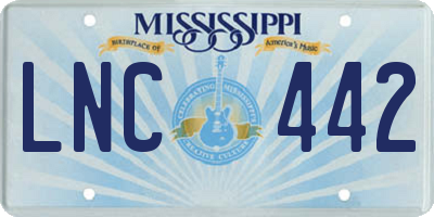 MS license plate LNC442