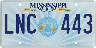 MS license plate LNC443