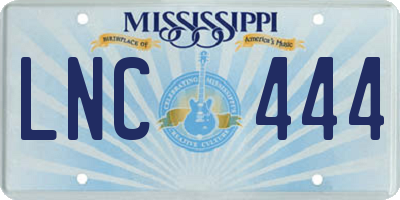 MS license plate LNC444