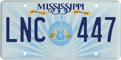 MS license plate LNC447