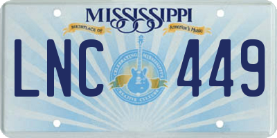 MS license plate LNC449