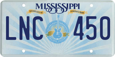MS license plate LNC450