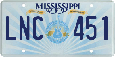 MS license plate LNC451