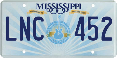 MS license plate LNC452