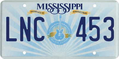 MS license plate LNC453