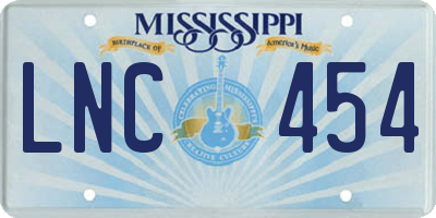 MS license plate LNC454